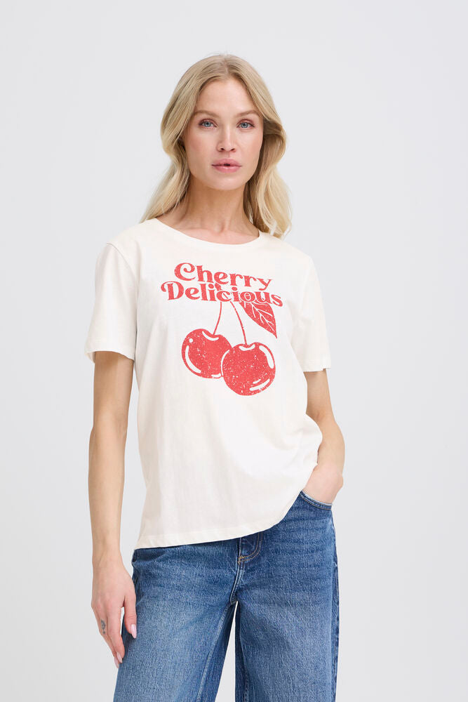 Camiseta Algodón con Estampado "Cherry Delicious"