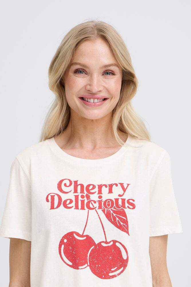 Camiseta Algodón con Estampado "Cherry Delicious"