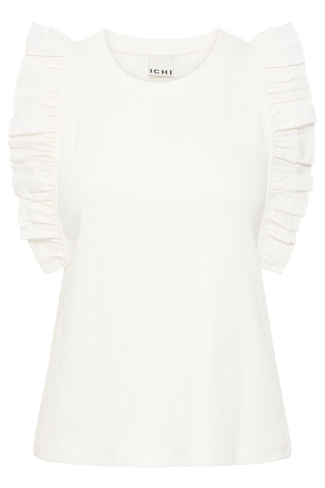 Camiseta Blanca Básica con Volante en Manga
