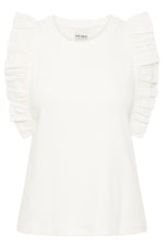 Camiseta Blanca Básica con Volante en Manga