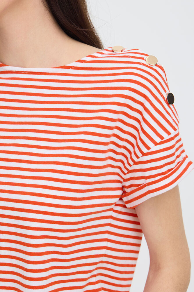 Camiseta Básica con Botones Dorados