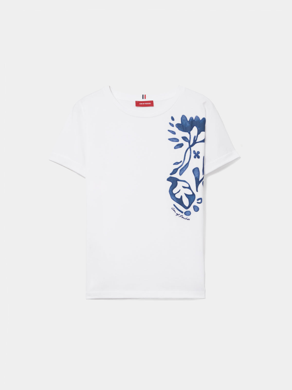 Camiseta Algodón Flores de Manga Corta