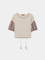 Camiseta Punto Ganchillo Mangas Multicolor