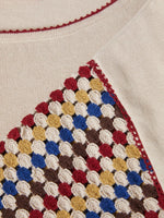 Camiseta Punto Ganchillo Mangas Multicolor