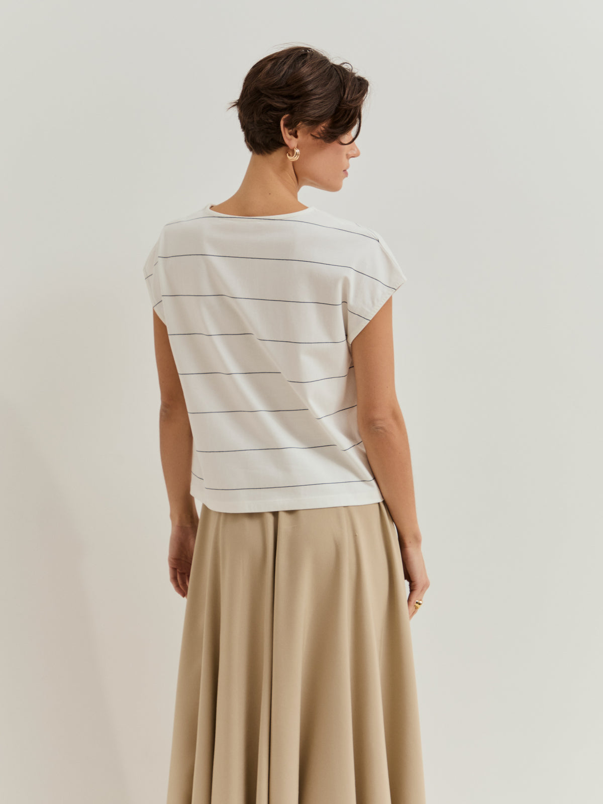 Camiseta Algodón Rayas con Cuello Redondo
