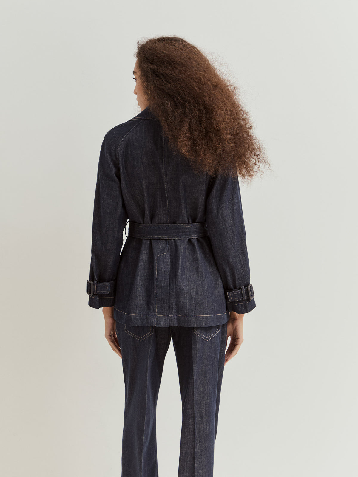 Chaqueta Denim Cruzada Cinturón