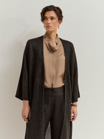 Chaqueta Kimono de Punto Calado Color Negro