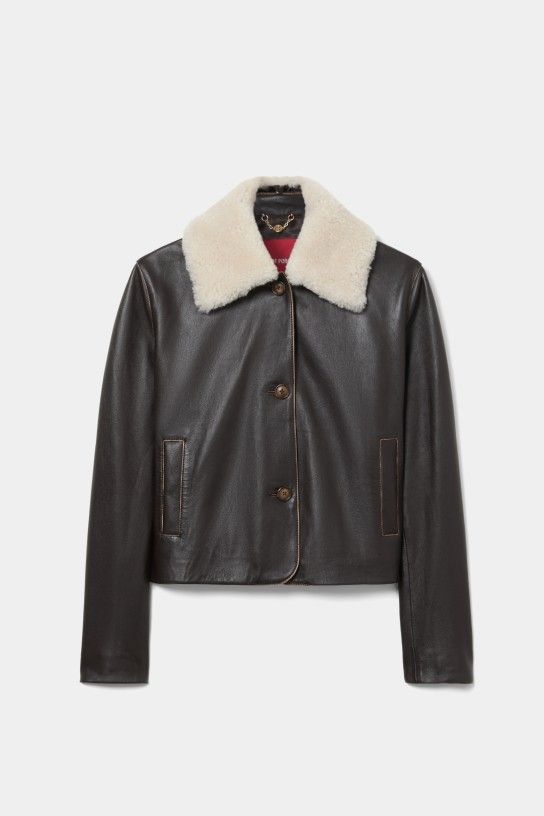 CHAQUETA PIEL CON CUELLO DESMONTABLE