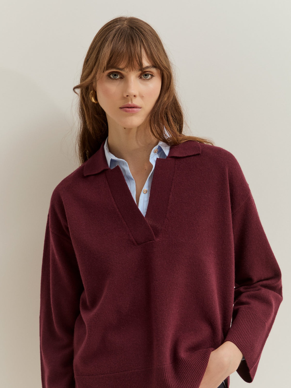 JERSEY LANA CON CUELLO POLO Y ESCOTE V