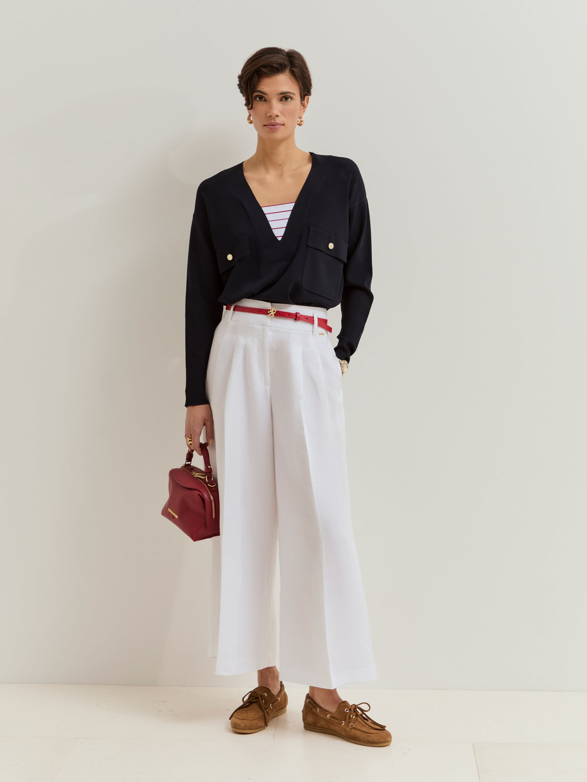 Jersey de punto fino con escote en V