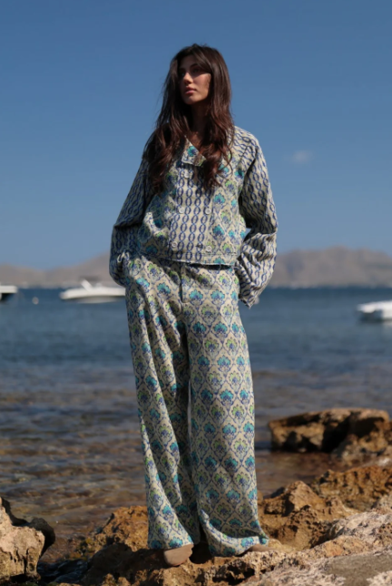 Pantalón Ancho Estampado Tropical