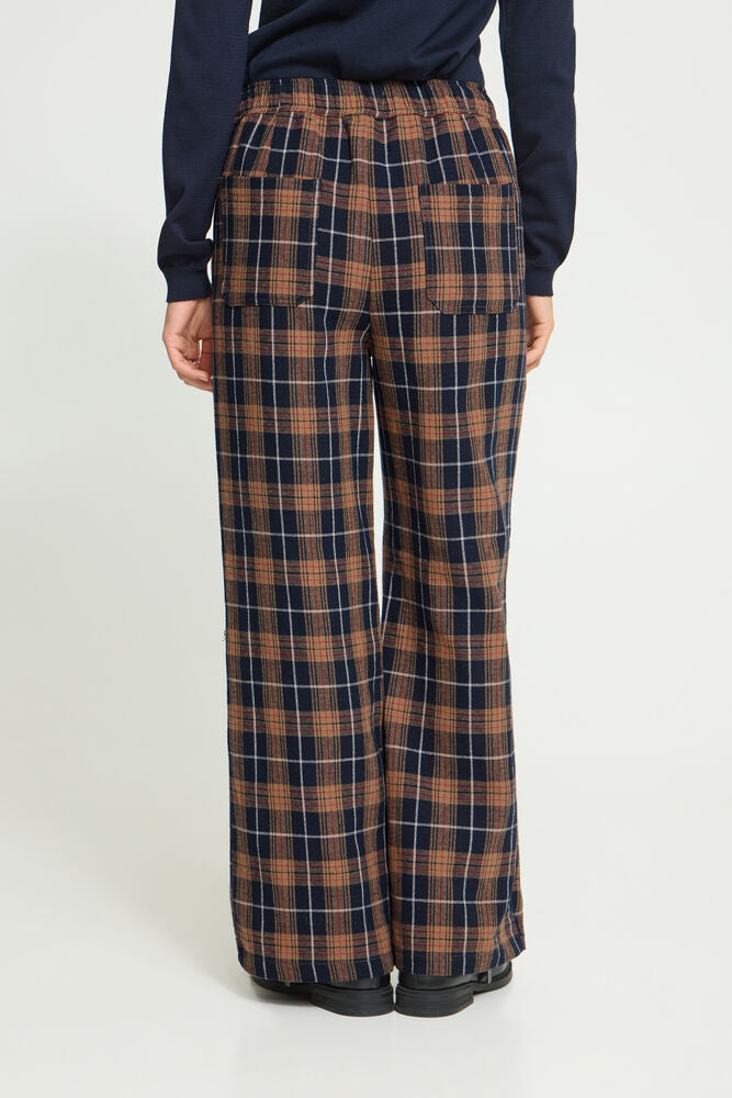 PANTALON CUADROS CINTURA ELASTICA Y PIERNA ANCHA