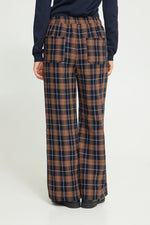 PANTALON CUADROS CINTURA ELASTICA Y PIERNA ANCHA