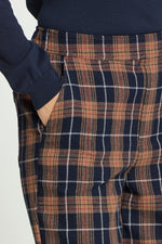 PANTALON CUADROS CINTURA ELASTICA Y PIERNA ANCHA