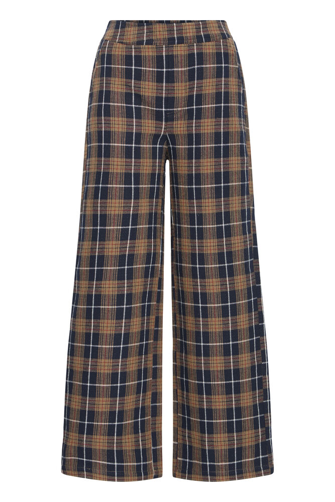PANTALON CUADROS CINTURA ELASTICA Y PIERNA ANCHA