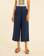 Pantalón Culotte Azul Algodón y Tencel
