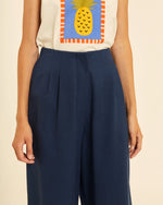Pantalón Culotte Azul Algodón y Tencel