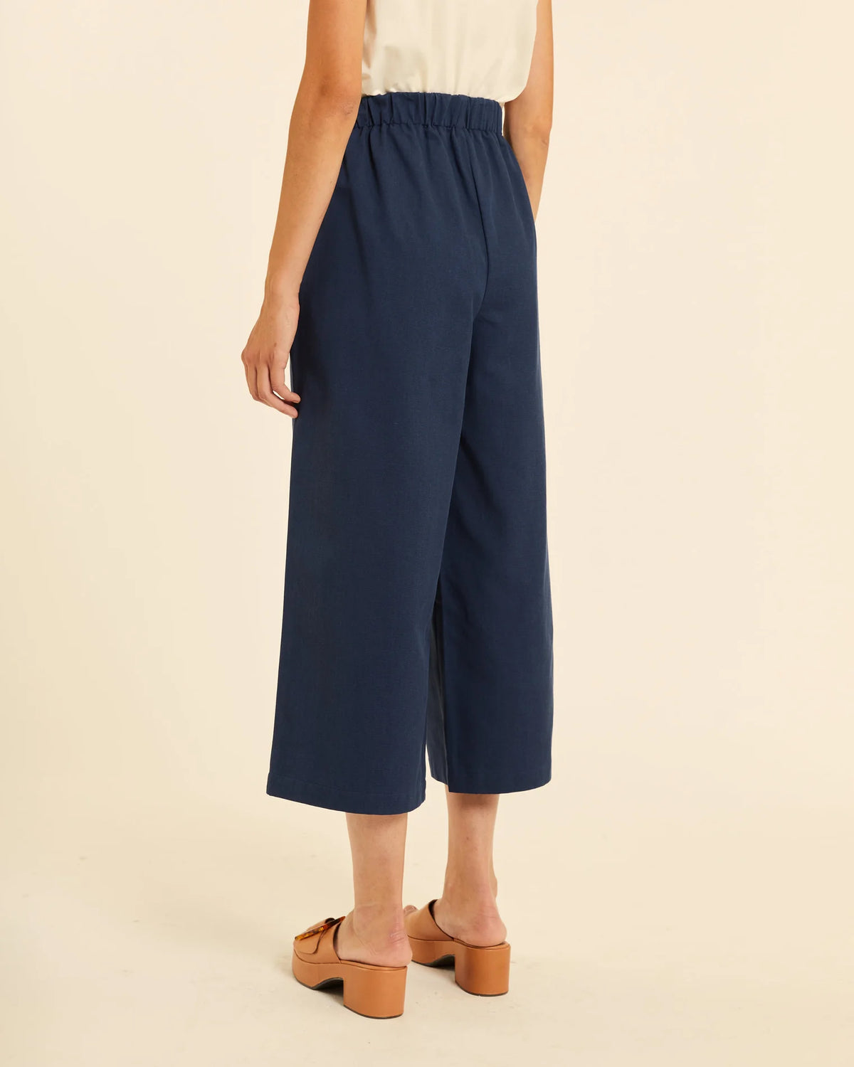 Pantalón Culotte Azul Algodón y Tencel