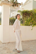 Pantalón Palazzo con Encaje Lateral