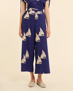 Pantalón Palazzo Estampado Marino