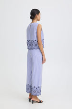 Pantalón Palazzo Rayas Bordado Floral