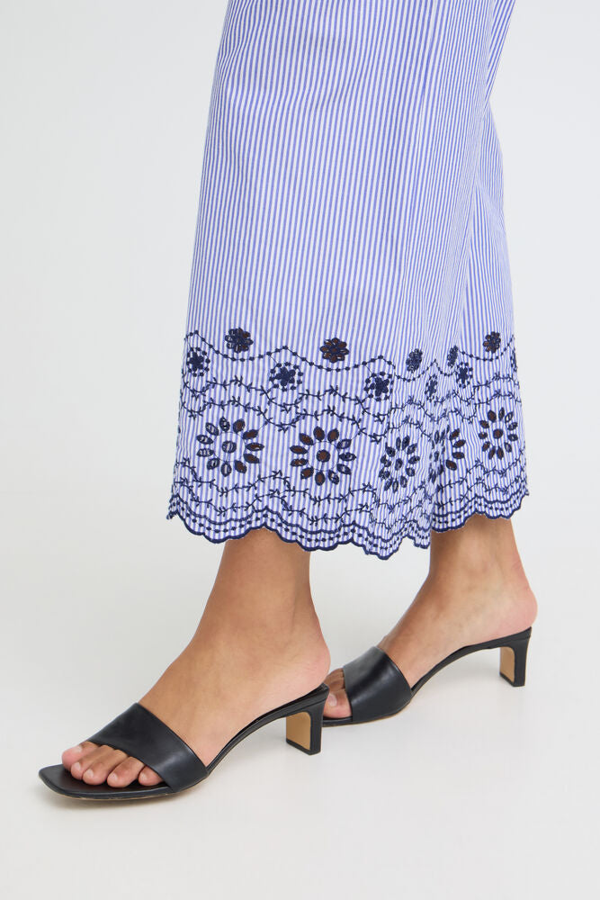 Pantalón Palazzo Rayas Bordado Floral