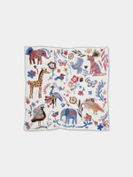 Pañuelo de Algodón y Seda con Estampado Animales y Flores.