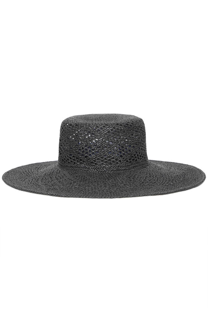 Sombrero Negro de Ala Ancha Tejido Trenzado