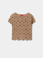 Top de ganchillo de algodón con diseño floral calado