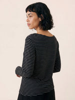 CAMISETA RAYAS CON CUELLO BARCO ASIMETRICA