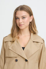 Gabardina Corta Cruzada Camel