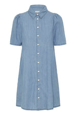 Vestido Camisero Denim de Manga Corta