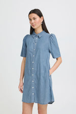 Vestido Camisero Denim de Manga Corta
