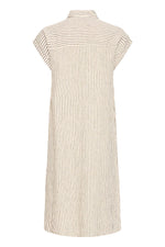 Vestido Camisero Midi Rayas en Tono Natural