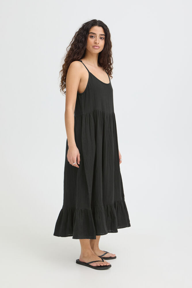 Vestido de tirantes en bambula con volante