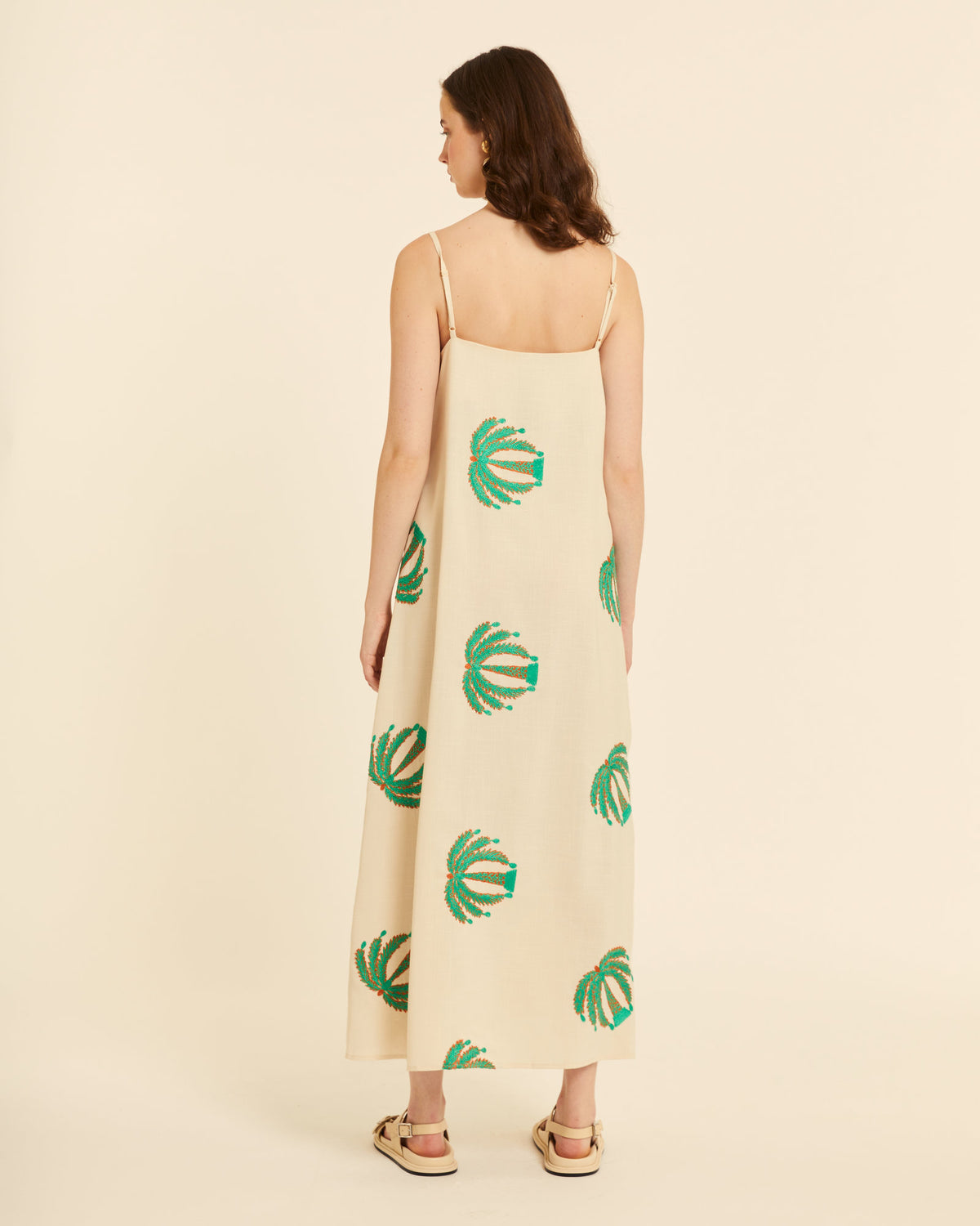 Vestido de Tirantes con Estampado Palmeras