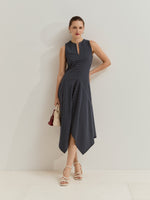 Vestido Midi Circular de Algodón con Rayas Geométricas