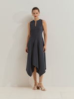 Vestido Midi Circular de Algodón con Rayas Geométricas