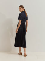 Vestido Denim Midi Plisado