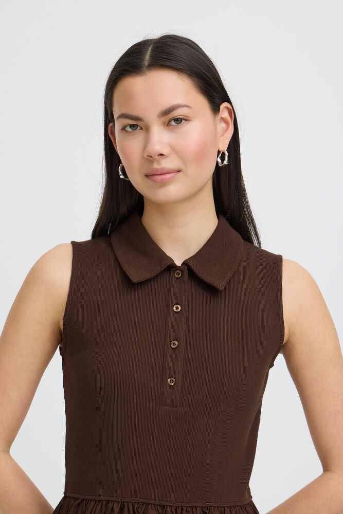 Vestido Polo Combinado Marrón Chocolate