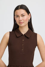 Vestido Polo Combinado Marrón Chocolate