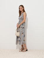 Vestido Flores Midi con Ajuste en la Cintura