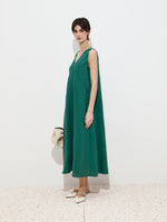 Vestido Lino sin Mangas con Escote en V