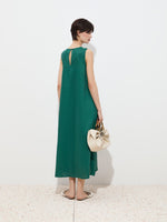 Vestido Lino sin Mangas con Escote en V