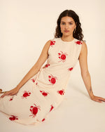 Vestido Con Bordado de Cangrejos