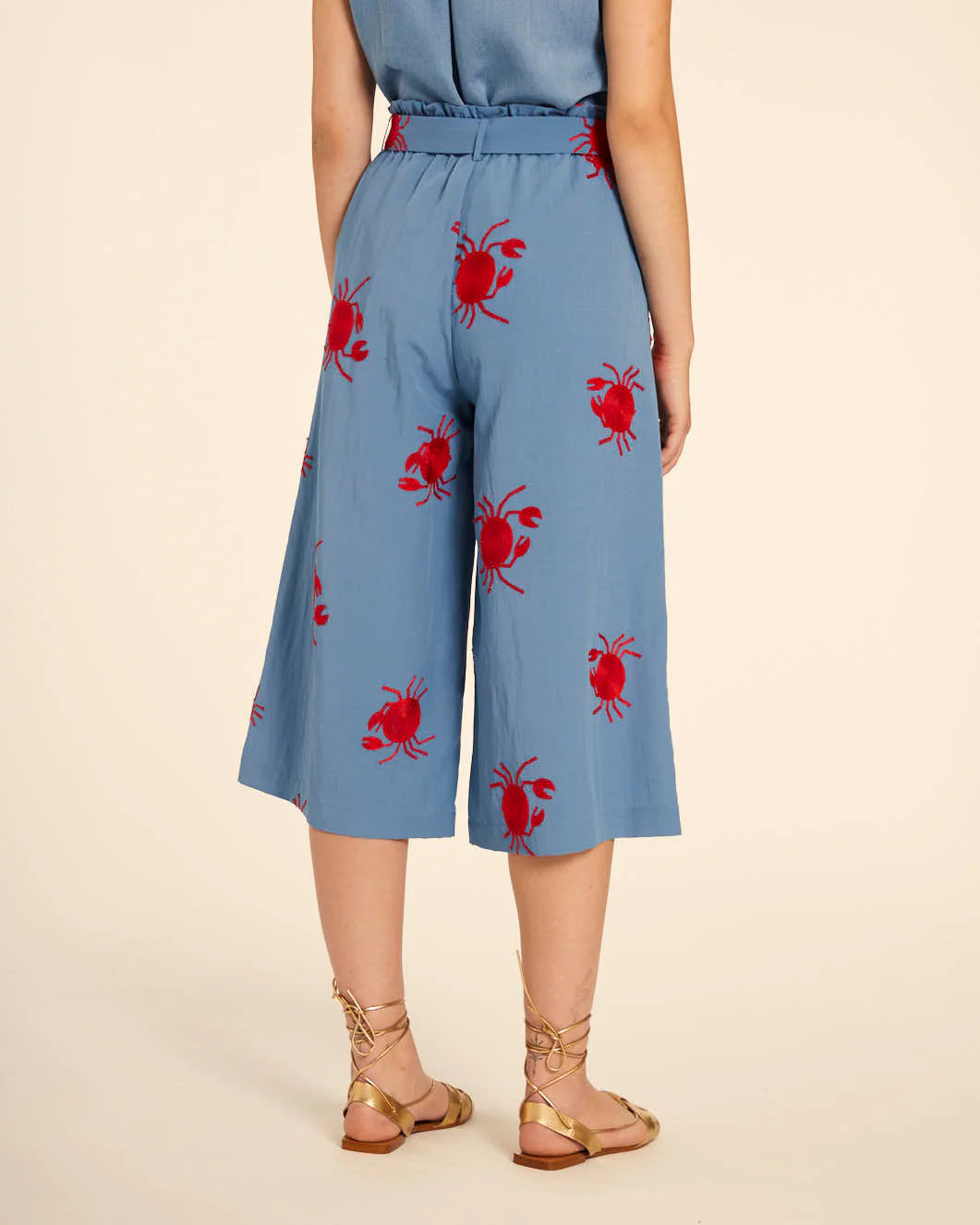 Culotte con Bordados Cangrejos Azul