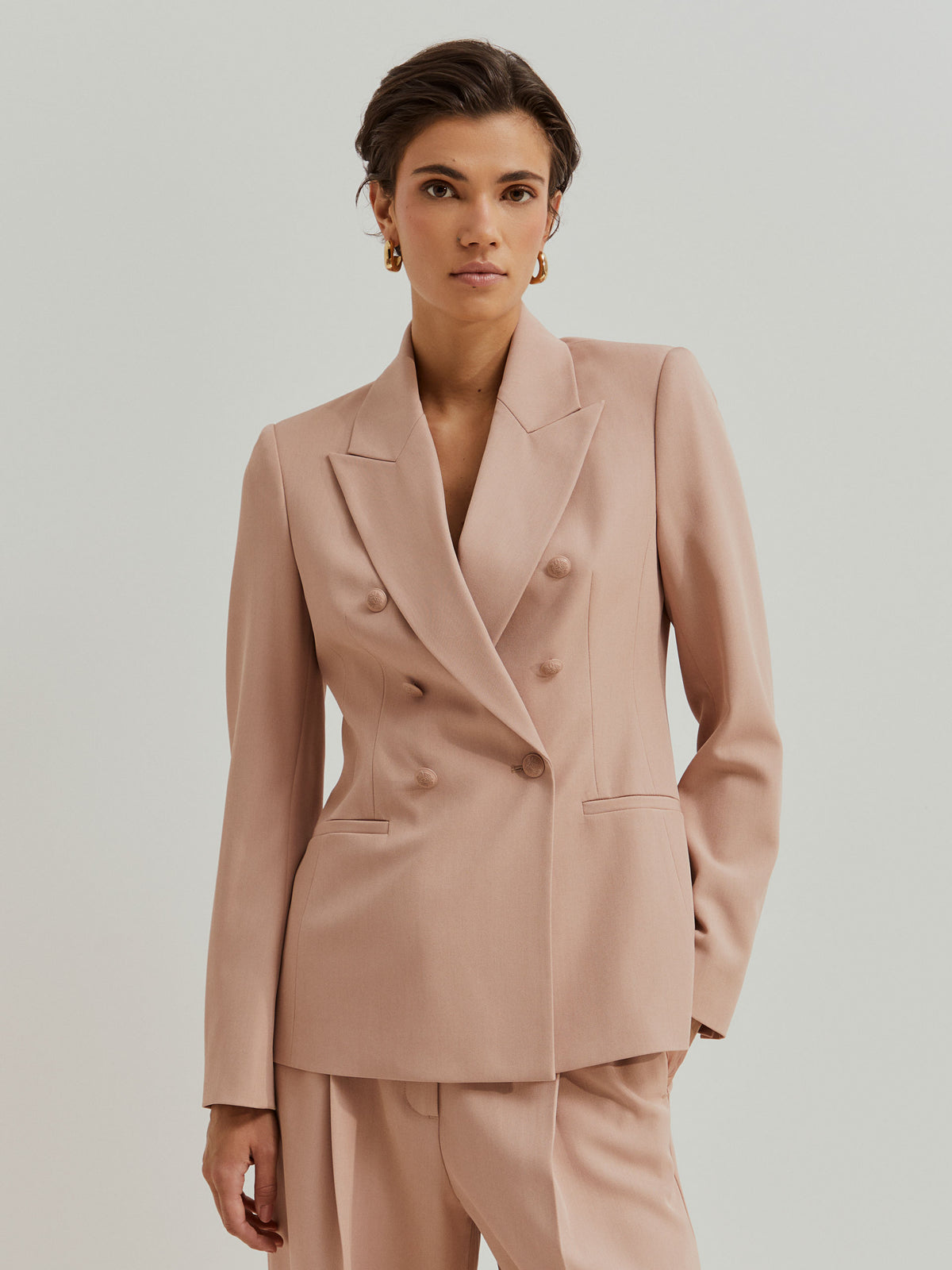 Blazer con Doble Botonadura Rosa