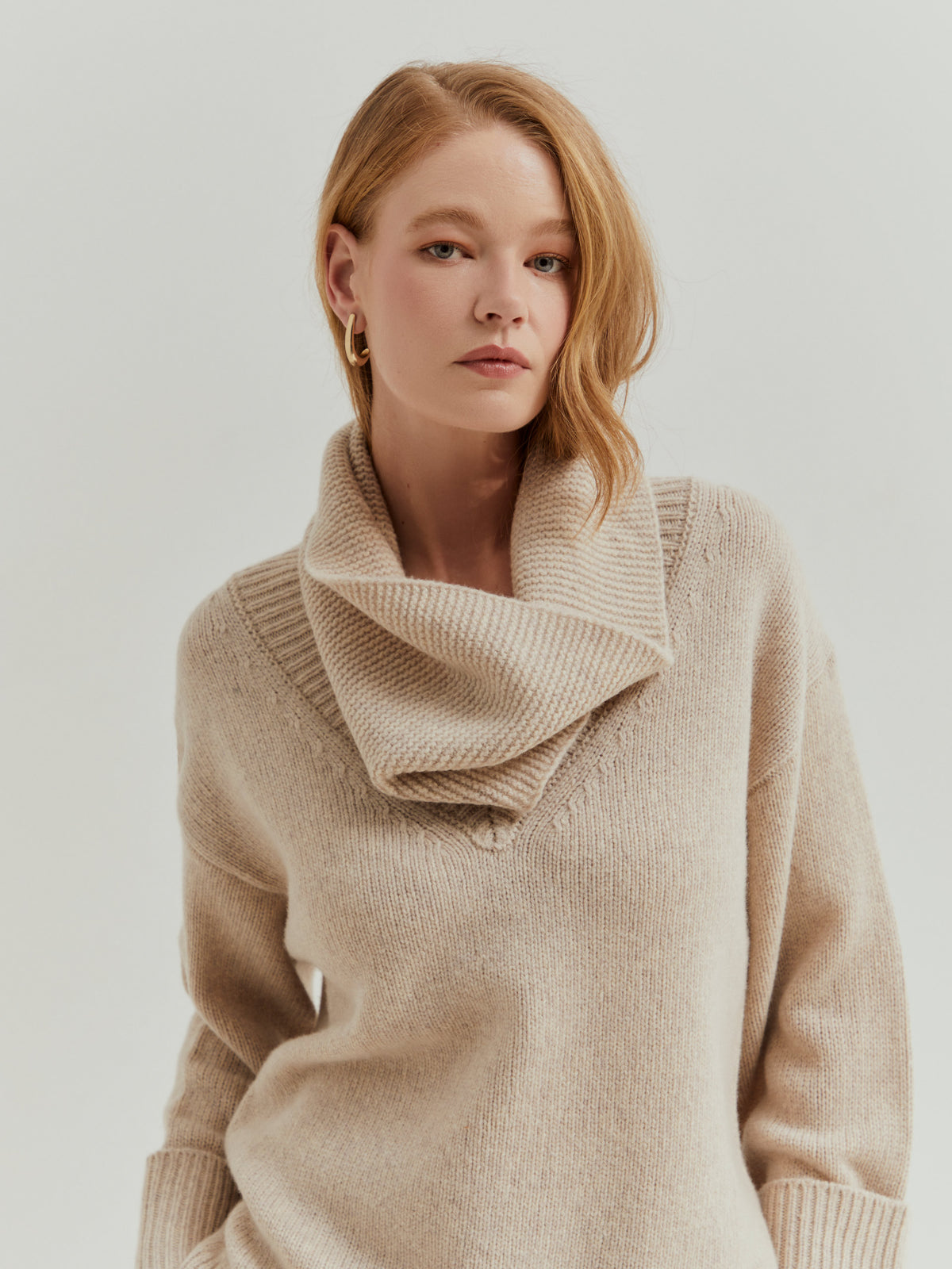 Jersey de Punto con Cuello de Lana