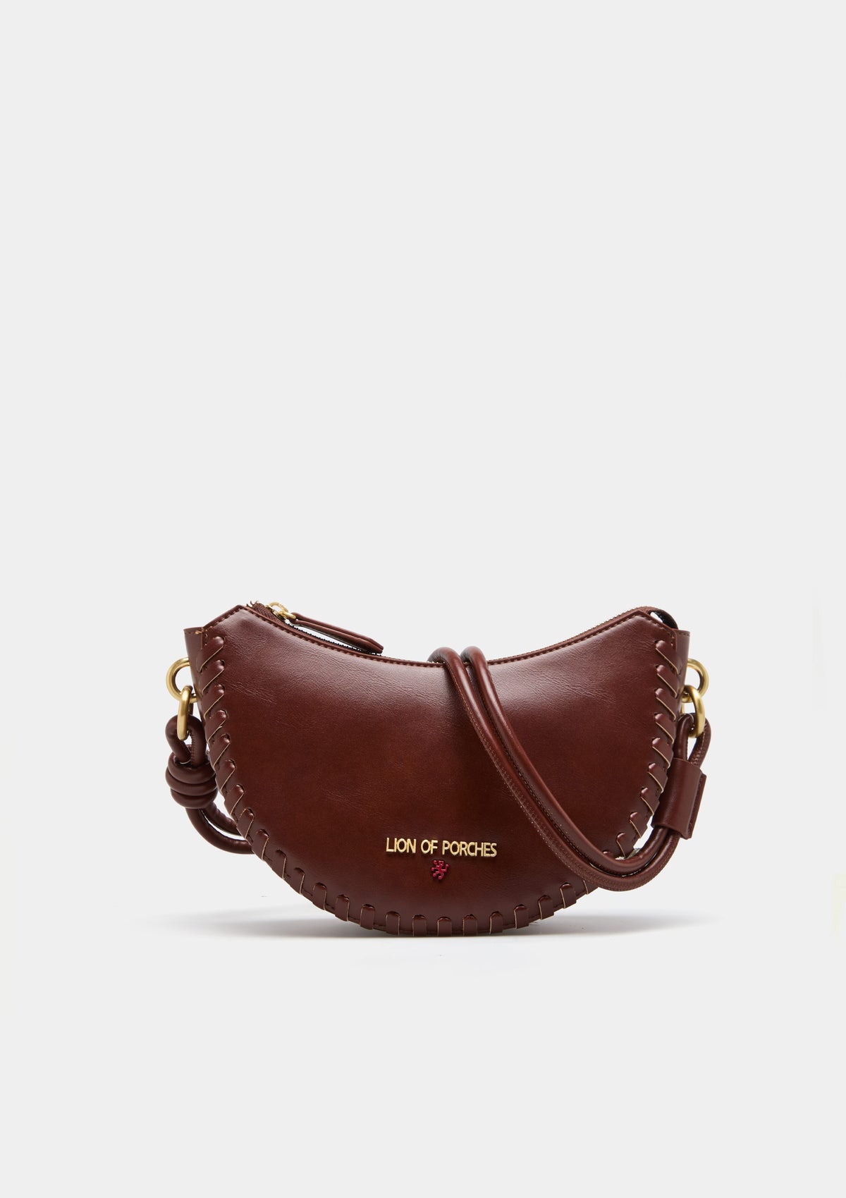 Bolso bandolera elegante con forma de media luna, detalle trenzado y asas extraíbles. Diseño sofisticado para un estilo moderno y refinado.