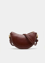 Bolso bandolera elegante con forma de media luna, detalle trenzado y asas extraíbles. Diseño sofisticado para un estilo moderno y refinado.